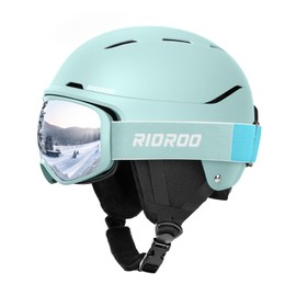 RIOROO Ski Helmet with Safety Goggles Set, Adjustable Vent Sports Helmet with Goggles, Suitable for Snow Sports, Snowboard Skiing, Windproof, Suitable for Male and Female Teenager Ski Helmets