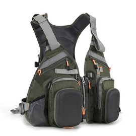 Fishing, sea Fishing, Multi Pocket Buoyancy Vest Backpack, Three in one Multifunctional Vest (Military Green)