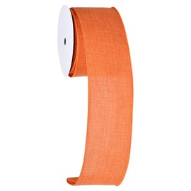 Meseey Natural Burlap Wired Edge Ribbon 2.5 Inch x 10 Yards Solid Rustic Wedding Jute Ribbon for DIY Projects, Gift Wrapping, Wreaths, Christmas Decoration(Orange)