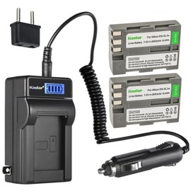 Kastar 2-Pack EN-EL3e Battery and LCD AC Charger Compatible with Nikon ENEL3e, ENEL3a, ENEL3 Battery, Nikon D700, Nikon D80, Nikon D90 Digital SLR Camera, Nikon MB-D10, Nikon MB-D80 Battery Grip