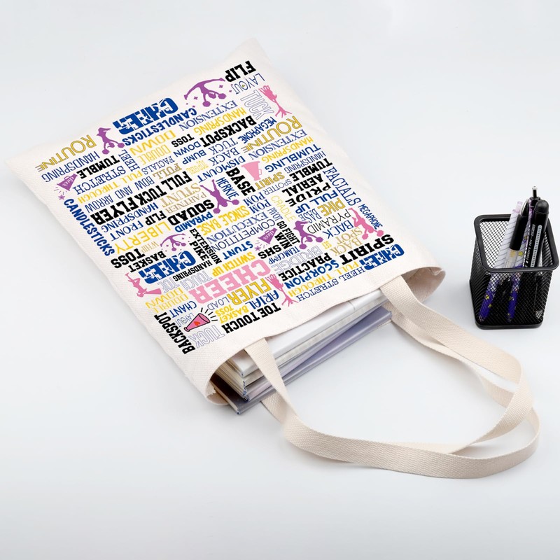 FEELMEM Girls Cheerleading Tote Bag, Cheerleader Gift, Cheerleader Gift, beige