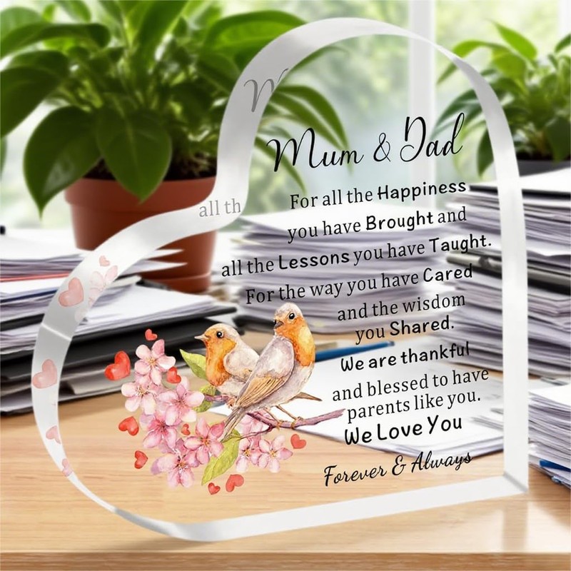 Mum And Dad Gifts For Wedding Anniversary Love Heart Acrylic