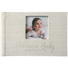 C.R. Gibson BP73-24591 Gender Neutral Welcome Baby Brag Book Photo Album for 4x6 Photos, 7.05" W x 4.6" H, Gray