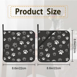 Cute Cat Dog Paw Pot Holder Set of 2,Heat Resistant Potholders Oven Hot Pads for Kitchen Cooking Baking BBQ