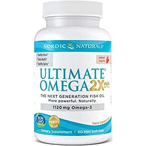 Nordic Naturals Ultimate Omega 2X Mini Softgels, 1120 mg, Strawberry,