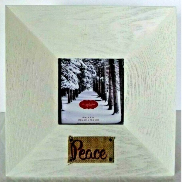 St. Nicholas Square Peace Picture Frame White Rustic Farmhouse Country