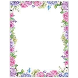 FYSUIMU 60 Sheets Hydrangea Floral Stationery Letterhead Paper Spring Summer Flower Letter Writing Paper for Back to School Notes Greeting Cards Invitation Office Printing, 8.5 x 11 Inch, Double Sided