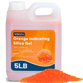 VOISEN 5 LBS Orange Indicating Silica Gel Desiccant Beads,Reusable Desiccant Industry Standard 3-5 mm,Desiccant for 3D Printer,Electronic,Clothes,Painting,Jewelry