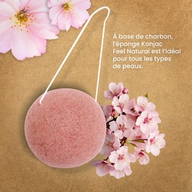 Konjac Natural Face Sponge – Cleanses and Purifies – Gently Removes Make-Up – Konjac Cherry Blossom Exfoliating Facial Sponge – Beauty Routine, Skincare, Shower – Feel Natural
