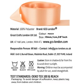 25 Yards / 23 Meters of Satin Ribbon 10mm - (Peach) for Gifts Wrap, Wedding, Decoration, Clothing, Party, Sewing, Events, Bows