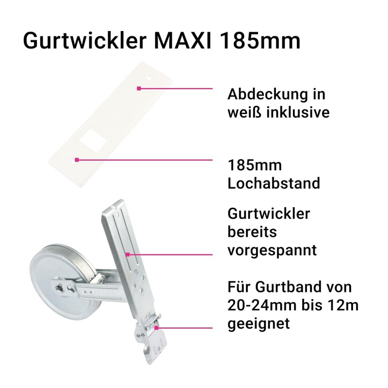 Blind Winders including Cover Hole Spacing 185 mm to 12m