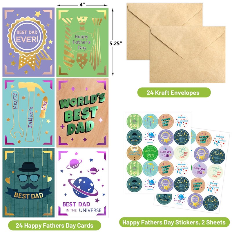 FANCY LAND Fathers Day Cards with Envelopes