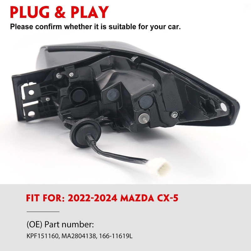 Huray Left LED Outer Tail Light Assembly Fit for Mazda