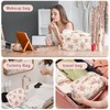 GISMTR 3Pcs Cotton Quilted Makeup Bag Large Travel Cosmetic Bag