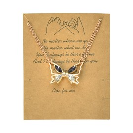 Friendship Necklace Gift for 2 Girls Friends Christmas Birthday Gifts for Women Sister Matching Butterfly Necklaces for Teen Girl Long Distance Relationship Gift for Friends Besties Gold