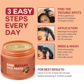 Raw Batana Oil Paste 100g - Organic Batana Hair Oil for Hair Growth - Nourishing hair Strengthener oil for Women & Men Anti Hair Loss, Repair Split Ends, Restore Texture and Shine
