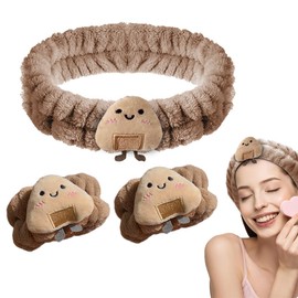 CATOR 3 Stück Spa Stirnband Stirnband Handgelenk Waschband Set, Schwamm weiches Frottee Make-up Hautpflege Anti-Rutsch-Stirnband für Damen Zum Waschen Des Gesichts Hautpflege Stirnbänder - Braun