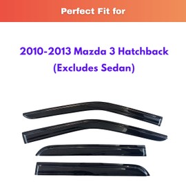 KPY Rain Guards Fit for 2010-2013 Mazda 3 Hatchback, Out-Channel Window Visors Vent Wind Deflectors 4PC, Car Accessories for 10-13 Mazda 3 Hatchback (Excludes Sedan)