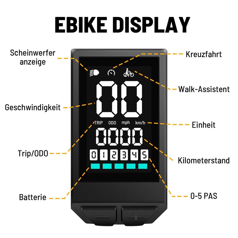 E-Bike Display Electric Bicycle Compatible with Bafang BBS01 BBS02 BBS-HD