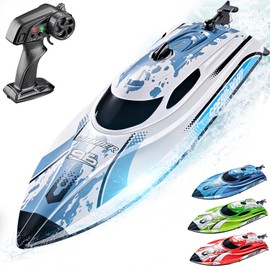 BEZGAR RC Boat for Kids & Adults, 12 inch Fast RC Speed Boat with 700mAh Battery, Ideal Waterproof Toy for Lakes & Pools - TX126 White