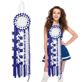Hoolerry 1 Set Homecoming Mum Braid - 34 Inch Homecoming Mum Supplies for Back to School Week 2025 Dance Party Football Cheerleading Crafts Celebration Decor(Blue and White)