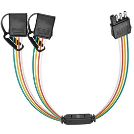 Nilight 4 Way Flat Trailer Y-Splitter Plug and Play Adapter Extension Harness for LED Tailgate Light Bar Trailer Lights,2 Years Warranty
