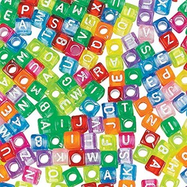 Bright Alphabet Cube Beads - Craft Supplies - 260 Pieces