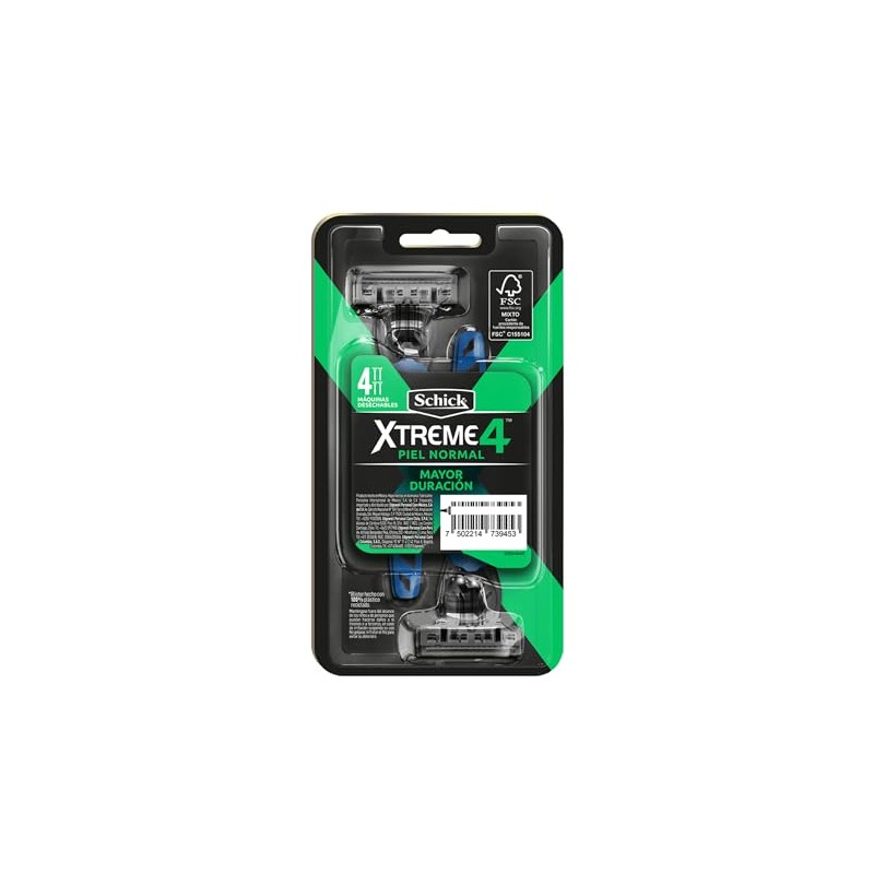 Schick Xtreme4 Rastrillos Desechables para Hombre Piel Normal 4pz