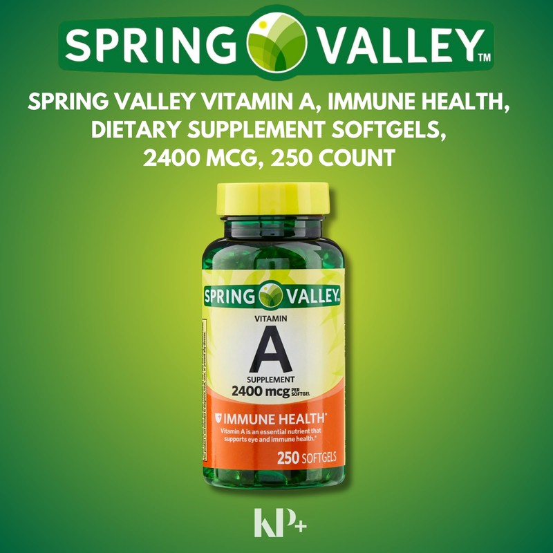 Spring Valley Vitamin A, Vitamin A Supplement, 2400 mcg, 250