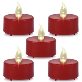 Battery Operated Tea Lights Candles, Flameless Flickering Led Electric Fake Candle, 24 Pack Realistic Votive Tealights, Long Lasting 200+Hours, for Wedding Party Home Decoration (Red)