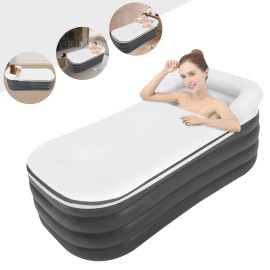 Unbranded Inflatable Bathtub Portable Adult SPA Shower Hot Cold Bath Tub Foldable Grey