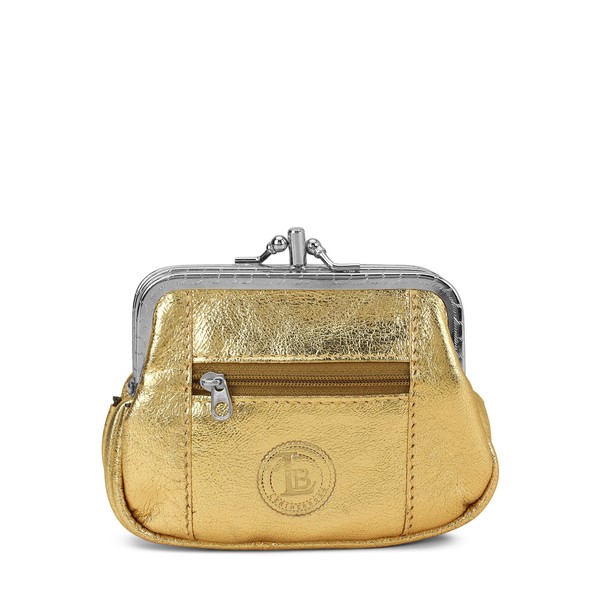 Leatherboss Genuine Leather Double Frame Coin Purse Wallet with Zipper