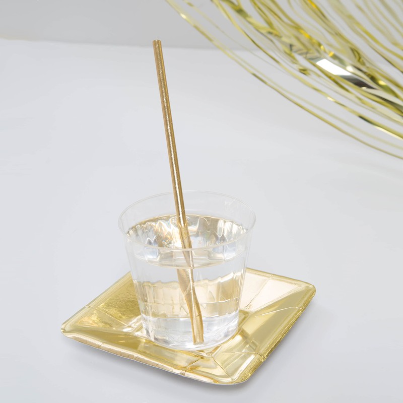 Shimmering Gold Foil Paper Straws - 8.25" (Pack of 10)