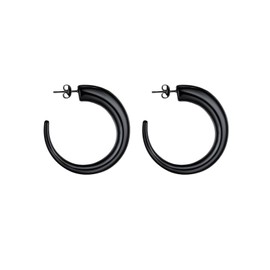 Focalook Women's Hoop Earrings, Large Circle / Star / Heart Hoop Earrings, 30 / 40 / 50 / 70 / 100 mm, Stainless Steel, 18 K Gold Plated, Black, Elegant Earrings for Women, Great Gift, Stainless Steel