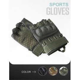 WTACTFUL Fingerless Gloves for Men Airsoft Paintball Bike Cycling Motorcycle Motorbike Hunting Hiking Work Outdoor Half Finger Gloves Green L