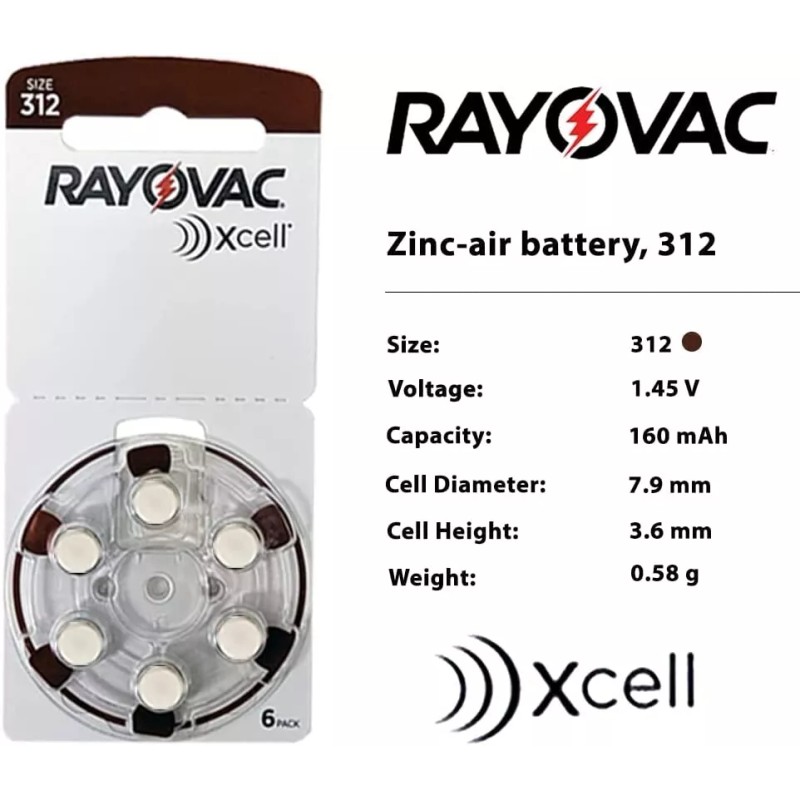 Rayovac Size 312 Hearing Aid Batteries - 120 Count Super