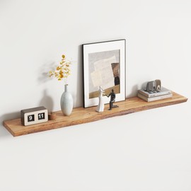 Venusmiles Rustic Elm Wood Floating Shelves for Wall, Live Edge 9.3" Deep Wall Shelf with Invisible Bracket, Large Long Wall Mounted Storage Shelves for Living Room, Bedroom, Kitchen, Bathroom Decor