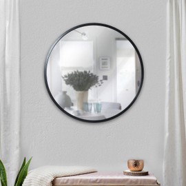 Black Circle Wall Mirror 20 Inch Round Wall Mirror for Entryways, Washrooms, Living Rooms and More (Black, 20")