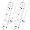 2 Pack Surge Protector Power Strip - Flat Plug Extension