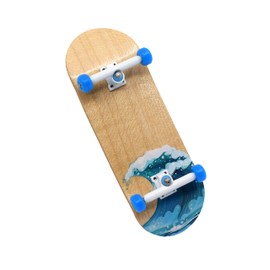 Teak Tuning Complete Fingerboard Waves Edition - Premium, Heat Transfer Graphic - Pro Shape & Size - Bearing Wheels, Pro Trucks, 61A Pro Duro Bushings - 34mm x 97mm Deck