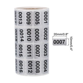 MECCANIXITY 1 to 1000 Consecutive Number Stickers Inventory Label Black Numbers for Office Warehouse Numbering Classification, Total 2000pcs