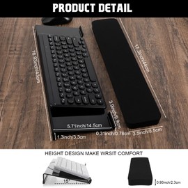 Computer Keyboard Stand, Keyboard Riser for Easy Typing, Ergonomic Keyboard Wrist Rest with Anti-Slip Base, Comfortable Keyboard Holder with Wrist Pad for Office Desk, Home, School (Black)