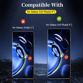 SURFCUZ [2+2 Packs] For Galaxy S10 Plus Privacy Screen Protector and Camera Lens Protector, Scratch Resistant, No Bubble, Easy Installation, 9H Hardness, Don't Support Fingerprint Unlock (6.4 Inch)