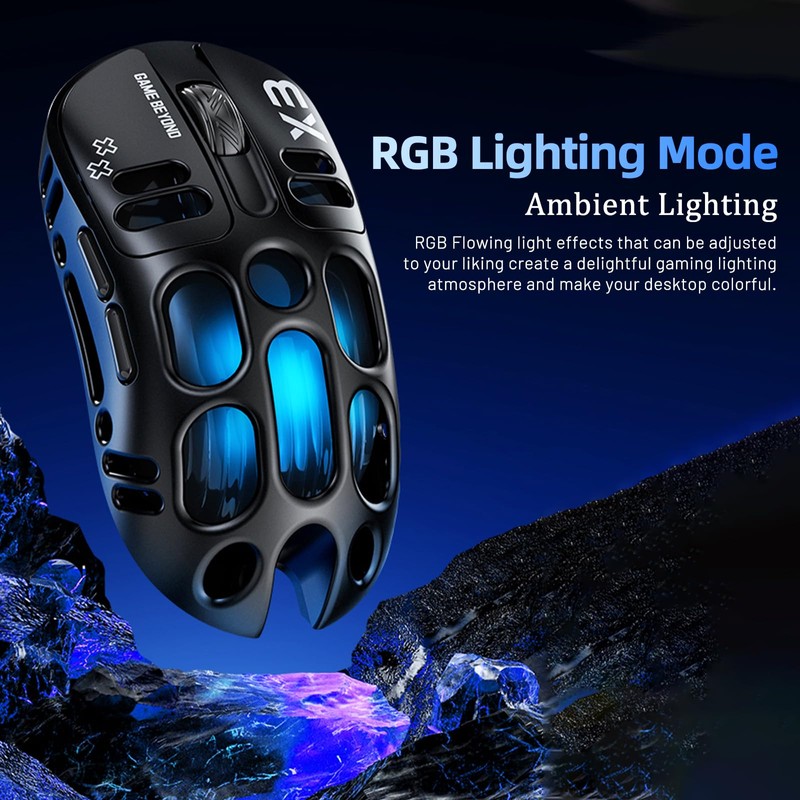 X3 Wireless Gaming Mouse with 70g Lightweight Hollowed Out Design