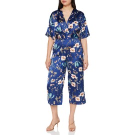 Mela Women's Garden Story Print Kimono Sleeve Jumpsui Jumpsuit, Blue (Navy 27), 8 (Size:8)