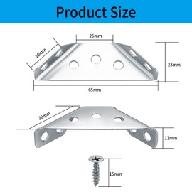 Pack of 30 Corner Connectors, Furniture Construction, Angle Connectors, Stainless Steel Angle Brackets, Triangle Shape, Corner Brackets, Stainless Steel Corner Brackets, Triangle Brackets, Triangular
