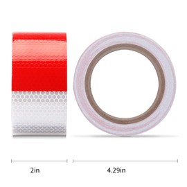 Starrey DOT-C2 Reflective Tape 2 in X 30 FT Red White Waterproof Outdoor Selfadhesive Trailer Tape Safety Caution Reflector Conspuicy