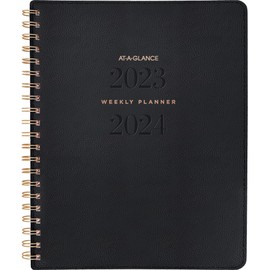 At-A-Glance Signature 2024 Weekly & Monthly Planner, Large 11.25 x 9 inches, Black Bonded Leather, English