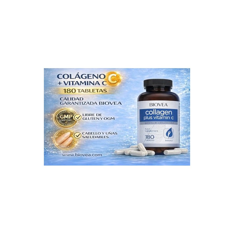 BIOVEA COLÁGENO más VITAMINA C 180 Comprimidos, 100.0 unidad