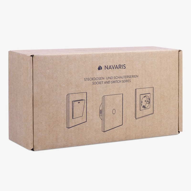 Navaris Aluminium Schuko Socket Double – with Mounting Material –